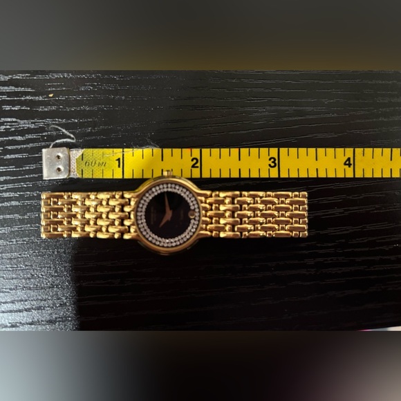 577. Raymond Weil Fidelio Black Dial With Double-Row Diamonds Gold Watch - Picture 10 of 16